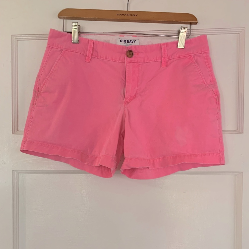 Old Navy highlighter neon pink khaki shorts, size 6